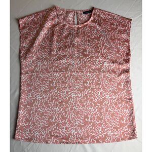 Halogen Cap Sleeve Satin Blouse Shell Pink Peach Squiggle Sz S